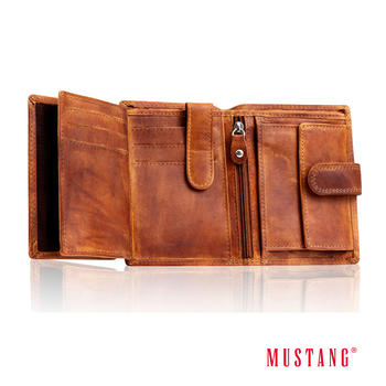 MUSTANG Denimo High Wallet Side Opening MĘSKI SKÓRZANY PORTFEL POJEMNY NA KARTY PREMIUM 