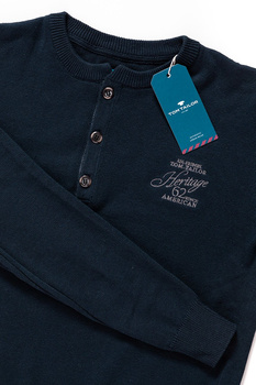 MĘSKI SWETER TOM TAILOR HENLEY WITH RIB DETAILS KNITTED NAVY 3018989.00.10 COL. 6800