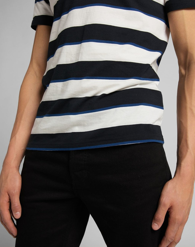 MĘSKI T-SHIRT LEE SS STRIPE TEE BLACK L60XLA01 112113632