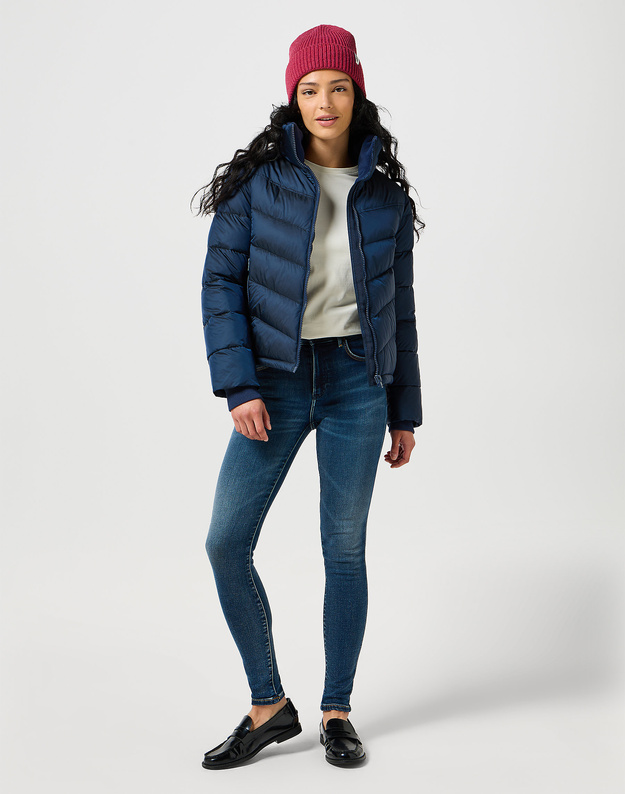 WRANGLER DAMSKA KURTKA ZIMOWA WRANGLER SHORT PUFFER JACKET NAVY 112356503
