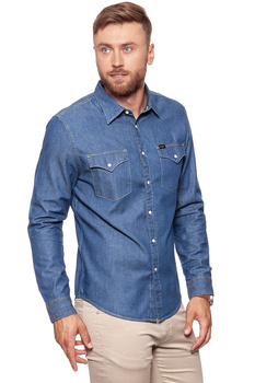 KOSZULA JEANSOWA MĘSKA LEE WESTERN SHIRT DEEP INDIGO L644BIPS 112115464