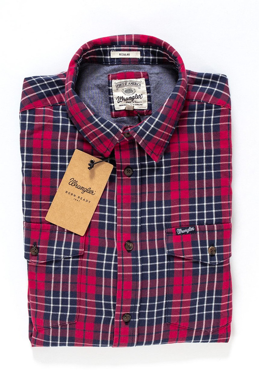 WRANGLER L/S 2PKT FLAP SHIRT JESTER RED W5878NT9S