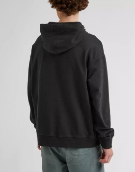 LEE CORE LOOSE HOODIE MĘSKA BLUZA Z KAPTUREM LOGO WASHED BLACK L84WFXON 112330671