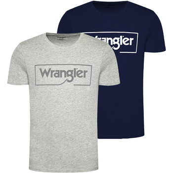 2PAK WRANGLER FRAME LOGO TEE MĘSKI T-SHIRT KOSZULKA NADRUK MID GREY NAVY