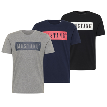 3PAK MUSTANG STYLE ALEX C LOGO TEE MĘSKI T-SHIRT KOSZULKI NADRUK CZARNY SZARY GRANATOWY 1013223