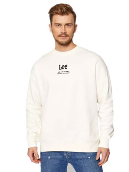 LEE LOGO LOOSE CREW MĘSKA BLUZA KLASYCZNA NADRUK ECRU L83TTJNQ