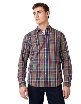 MĘSKA KOSZULA MATERIAŁOWA WRANGLER LS 1PKT SHIRT DUSTY OLIVE W5A14MX45