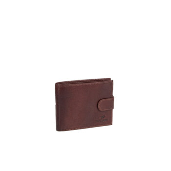 MUSTANG Triest Wallet Side Opening MĘSKI SKÓRZANY PORTFEL PREMIUM POJEMNY NA KARTY SKÓRA BROWN 06.102801