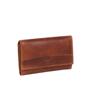 MUSTANG UDINE WALLET UNIWERSALNY SKÓRZANY PORTFEL PREMIUM POJEMNY NA KARTY SKÓRA COGNAC 06.102331