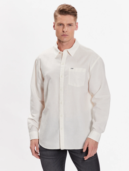 WRANGLER 1 PKT SHIRT MĘSKA KOSZULA MATERIAŁOWA MATERIAŁ WORN WHITE W5D6LOW02