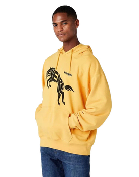 WRANGLER 75TH ANNI HOODIE MĘSKA BLUZA LOGO NADRUK YOLK YELLOW W645HTY23