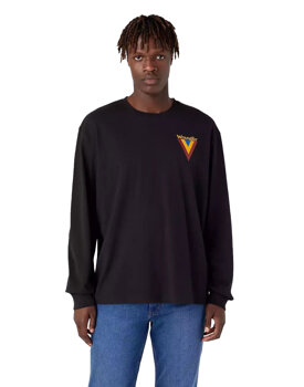 WRANGLER CHEST LOGO TEE MĘSKI LONGSLEEVE KOSZULKA Z DŁUGIM RĘKAWEM BLACK W7BKEE100