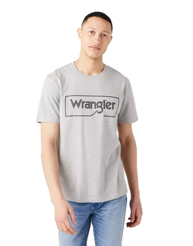 WRANGLER FRAME LOGO TEE MĘSKI T-SHIRT KOSZULKA NADRUK MID GREY W70JD3X37