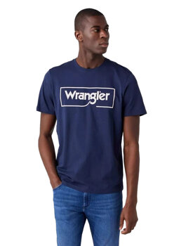 WRANGLER FRAME LOGO TEE MĘSKI T-SHIRT KOSZULKA NADRUK NAVY W70JD3114