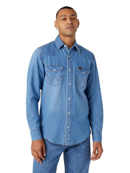 WRANGLER HERITAGE SHIRT MĘSKA KOSZULA JEANSOWA JEANS AUTHENTIC BLUE W5D1EM32F