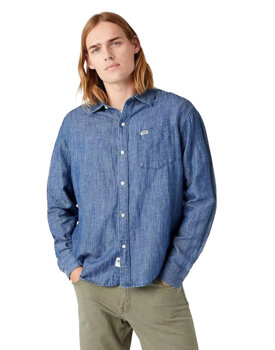 WRANGLER LS 1 PKT SHIRT MĘSKA KOSZULA JEANSOWA JEANS LIGHT INDIGO W5D6BNX4E