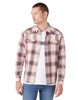 WRANGLER LS WESTERN SHIRT MĘSKA KOSZULA W KRATĘ LANTANA CORAL W5A02LP42