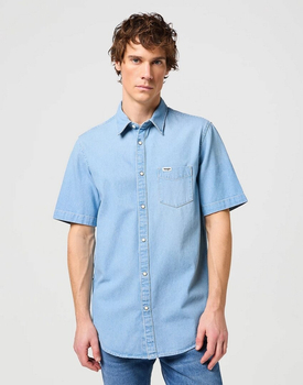 WRANGLER SS 1 PKT SHIRT MĘSKA KOSZULA JEANSOWA JEANS LIGHT STONE 112350184