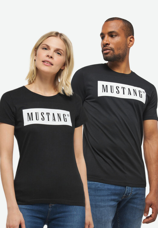 2PAK MUSTANG ALEX C / ALINA C LOGO TEE MĘSKI/DAMSKI T-SHIRT KOSZULKA LOGO BLACK 1013220 4142