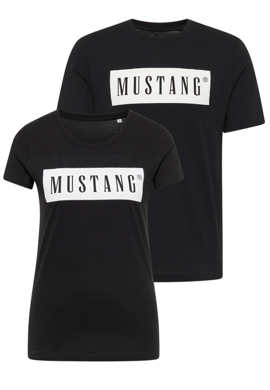 2PAK MUSTANG ALEX C / ALINA C LOGO TEE MĘSKI/DAMSKI T-SHIRT KOSZULKA LOGO BLACK 1013220 4142