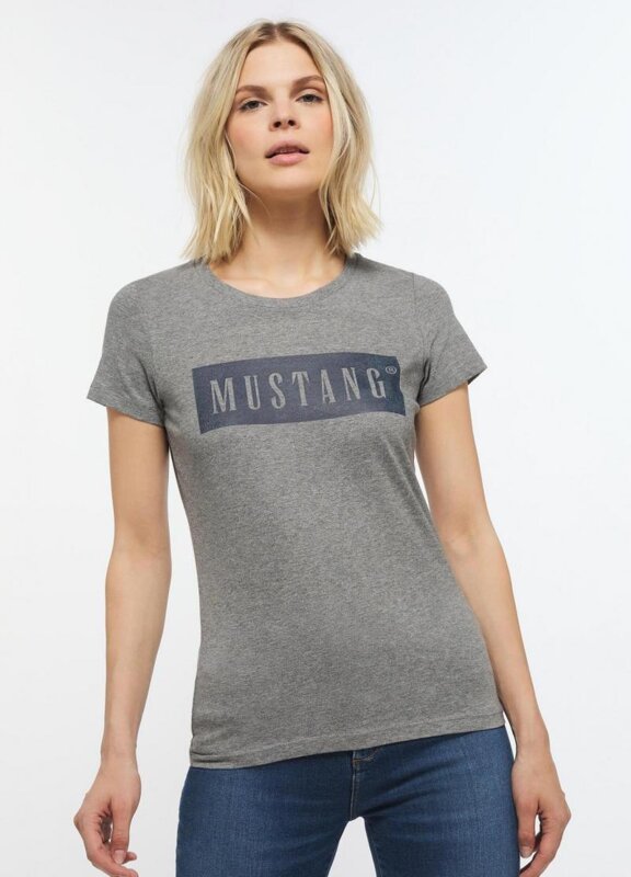 2PAK MUSTANG ALEX C / ALINA C LOGO TEE MĘSKI/DAMSKI T-SHIRT KOSZULKA LOGO LIGHT GREY MELANGE 1013220 4141