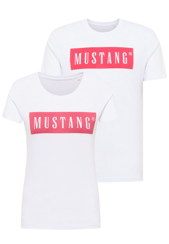 2PAK MUSTANG ALEX C / ALINA C MĘSKI/DAMSKI T-SHIRT KOSZULKA LOGO NADRUK GENERAL WHITE 1013220 2045