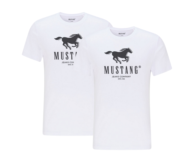 2PAK MUSTANG ALEX C PRINT MĘSKI T-SHIRT KOSZULA LOGO TEE GENERAL WHITE 1015051 2045 BIAŁY