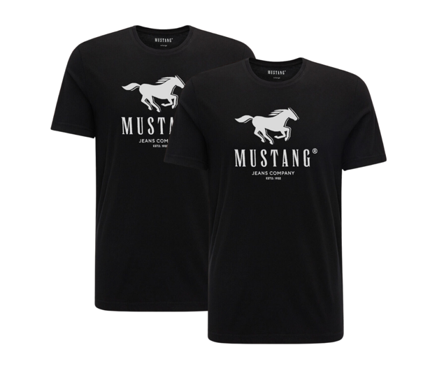 2PAK MUSTANG ALEX C PRINT MĘSKI T-SHIRT KOSZULKA LOGO TEE BLACK 1015051 4142 CZARNA