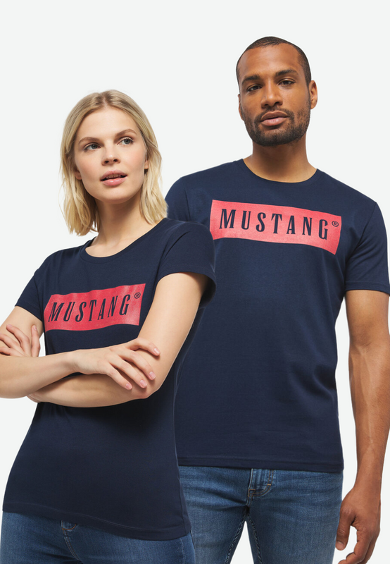 2PAK MUSTANG STYLE ALEX C / ALINA C LOGO TEE MĘSKI/DAMSKI T-SHIRT KOSZULKA NADRUK LOGO BLUE NIGHTS 1013223 4085