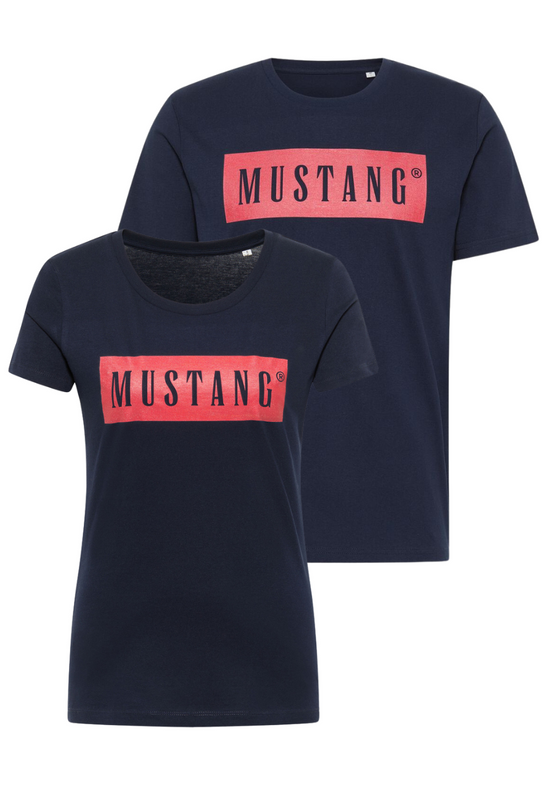 2PAK MUSTANG STYLE ALEX C / ALINA C LOGO TEE MĘSKI/DAMSKI T-SHIRT KOSZULKA NADRUK LOGO BLUE NIGHTS 1013223 4085