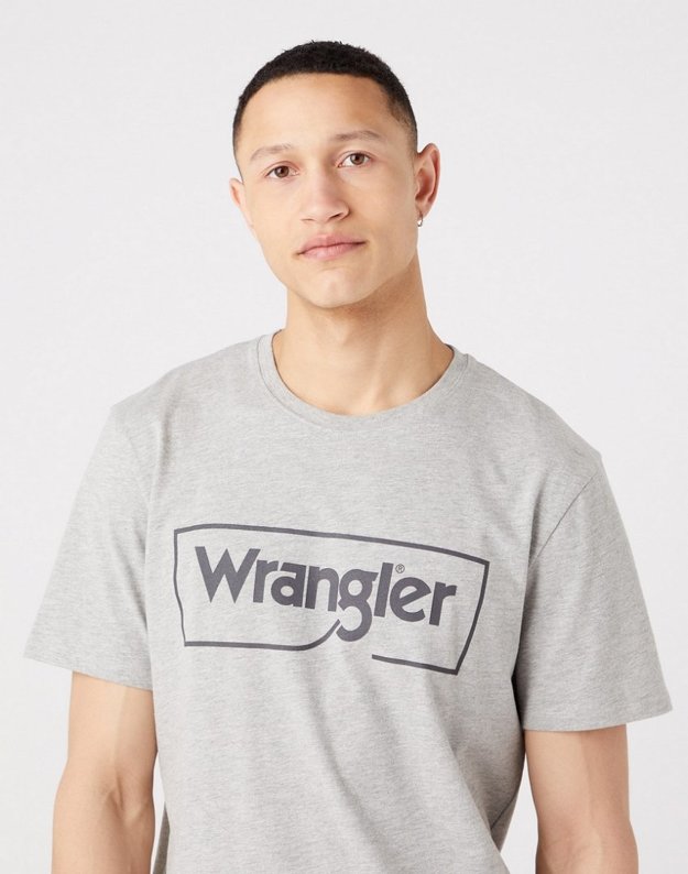 2PAK WRANGLER FRAME LOGO TEE MĘSKI T-SHIRT KOSZULKA NADRUK MID GREY WHITE