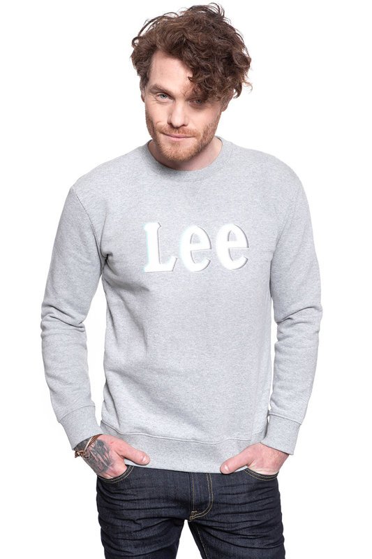 BLUZA LEE LOGO CREW SWS GREY MELE L80RTJMP