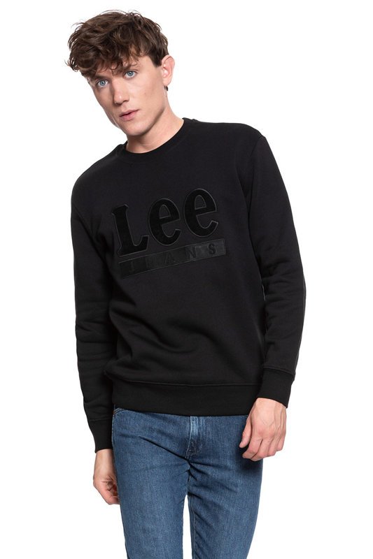 BLUZA LEE VELOURS CREW SWS BLACK L81STJ01