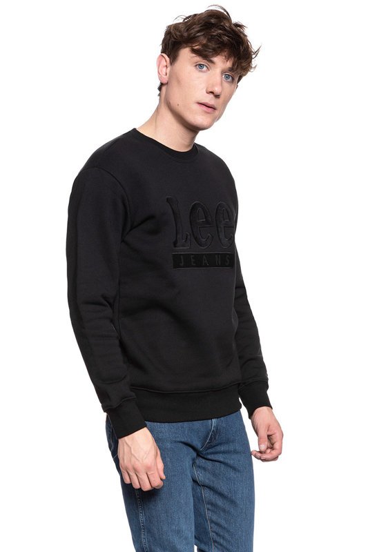 BLUZA LEE VELOURS CREW SWS BLACK L81STJ01