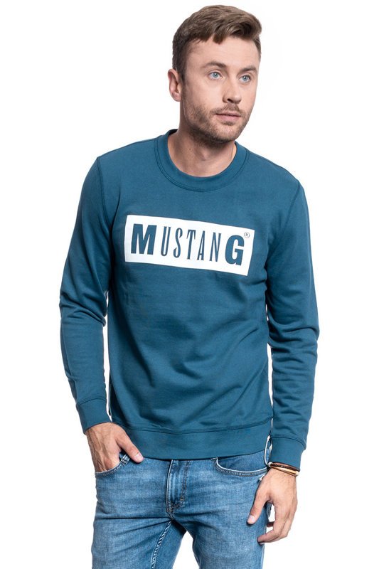 BLUZA MĘSKA MUSTANG Ben C Logo MAJOLICA BLUE 1009794 5243