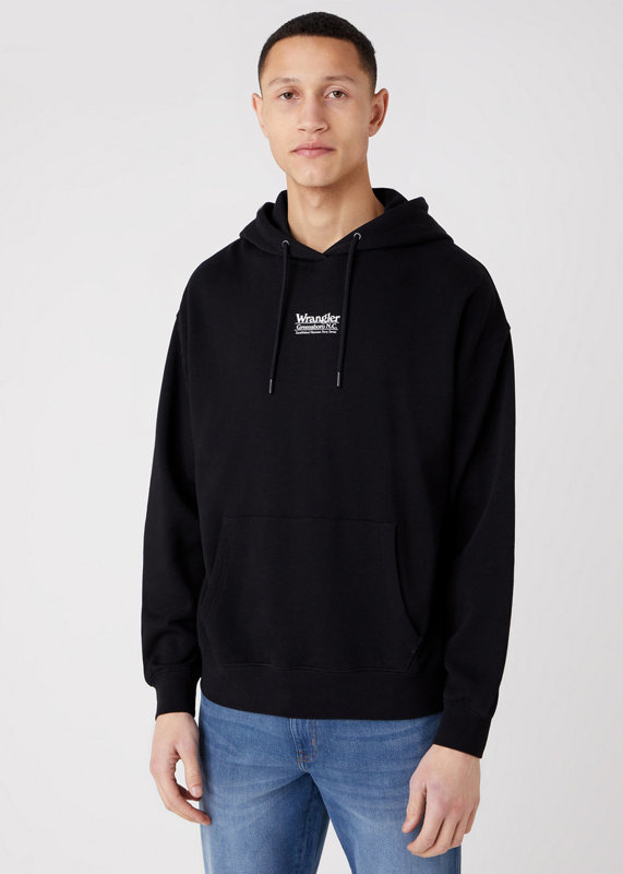 BLUZA MĘSKA WRANGLER HOODIE BLACK W6E1HA100