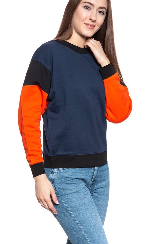 BLUZA WRANGLER HIGH RIB RETRO SWEAT NAVY W6N0HY114