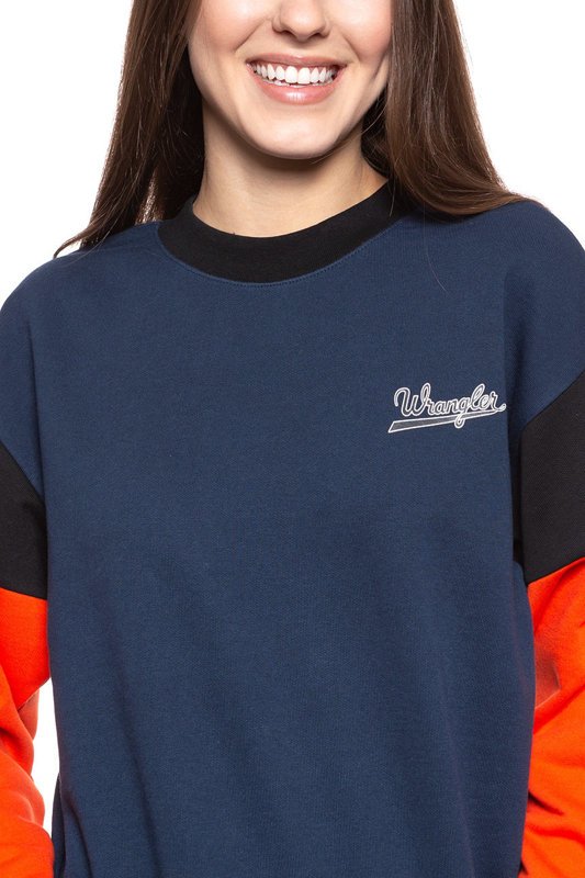 BLUZA WRANGLER HIGH RIB RETRO SWEAT NAVY W6N0HY114