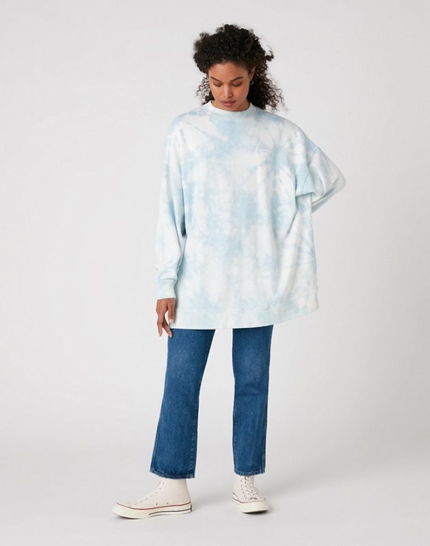 DAMSKA BLUZA MATERIAŁOWA WRANGLER OVERSIZED SWEAT BLUE TIE DYE W6Q4HAB27