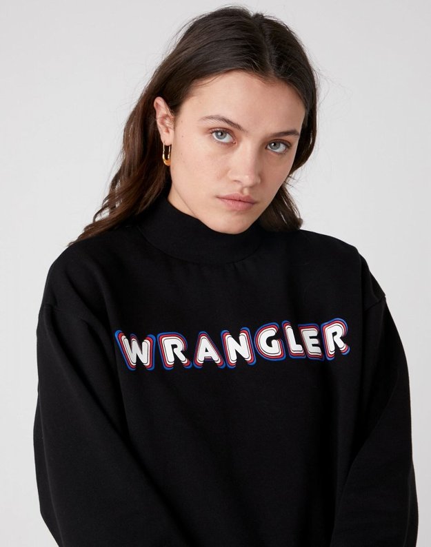 DAMSKA BLUZA WRANGLER HIGH NECK SWEAT BLACK W6P8HY100