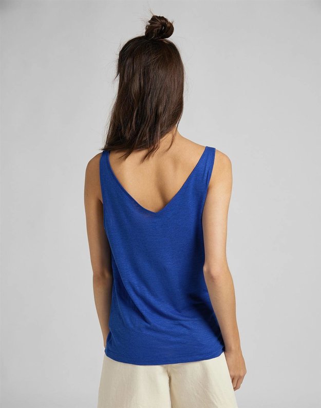 DAMSKA BLUZKA LEE V NECK TANK SURF BLUE L44UENQF