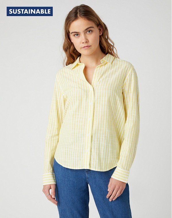 DAMSKA KOSZULA MATERIAŁOWA WRANGLER STRIPE SHIRT BUTTERCUP YELLO W5R6BDXJF