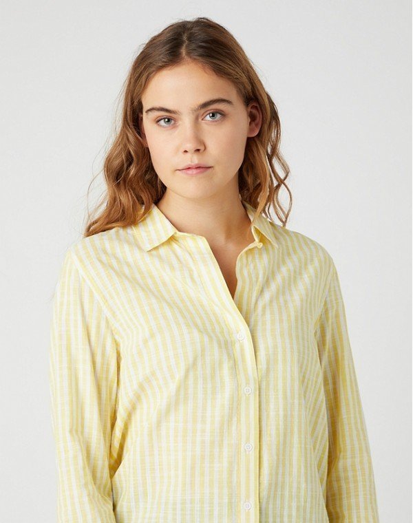 DAMSKA KOSZULA MATERIAŁOWA WRANGLER STRIPE SHIRT BUTTERCUP YELLO W5R6BDXJF