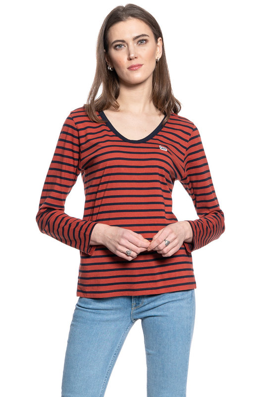 DAMSKA KOSZULKA Z DŁUGIM RĘKAWEM LEE LS SCOOP NECK TEE REGULAR FIT RED OCHRE L44DYKOE