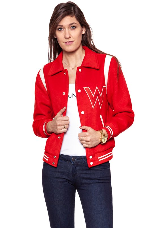 DAMSKA KURTKA PRZEJŚCIOWA WRANGLER BOMBER JACKET SALSA RED W4130VUWN