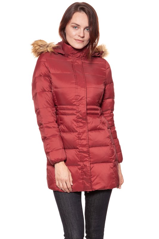 DAMSKA KURTKA ZIMOWA WRANGLER LONG PUFFER SYRAH RED W4105V5S6