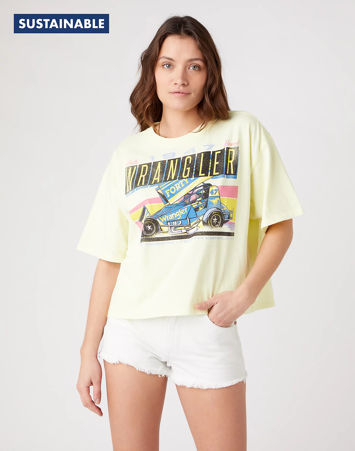 DAMSKI T-SHIRT WRANGLER BOXY TEE WAX YELLOW W7S2-GF-X9B