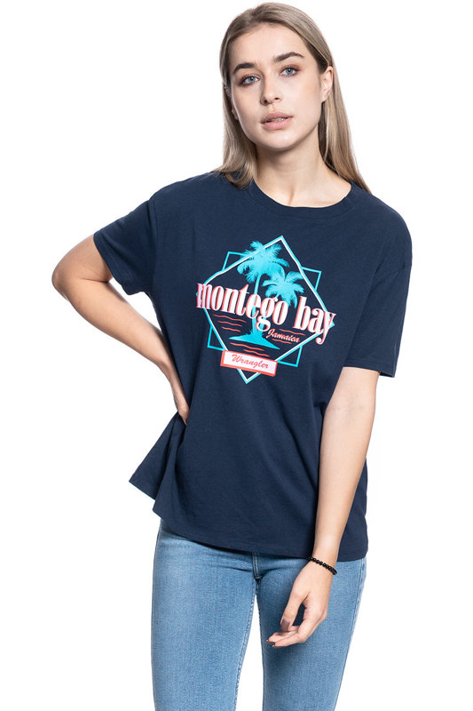 DAMSKI T-SHIRT WRANGLER BOYFRIEND TEE NAVY W7Q2GH114