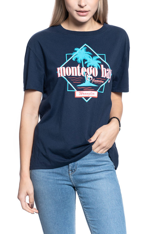 DAMSKI T-SHIRT WRANGLER BOYFRIEND TEE NAVY W7Q2GH114