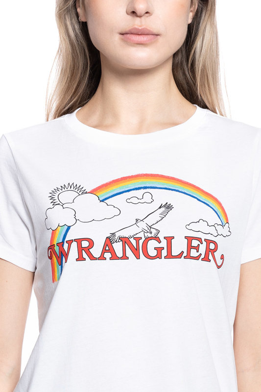 DAMSKI T-SHIRT WRANGLER RAINBOW REGULAR TRUE WHITE W7N4EVXW2